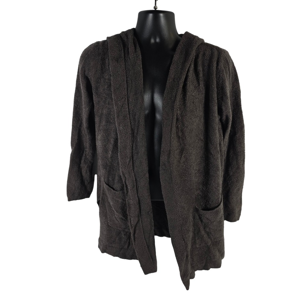 Barefoot Dreams CozyChic Lite Cardigan Hoodie Dark Brown Women's M Style 480